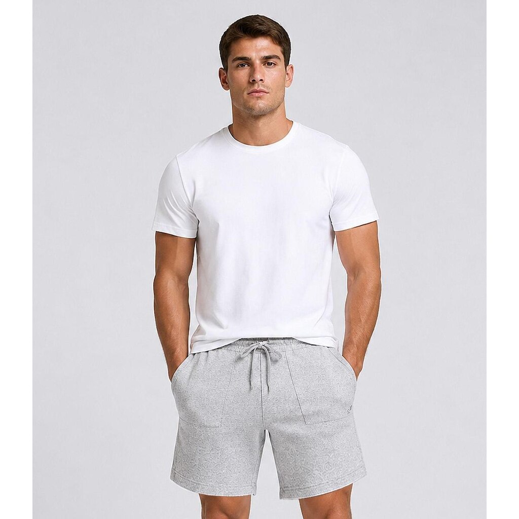 Bermuda Masculina Malha Neomotion Com Bolsos Veev Cinza