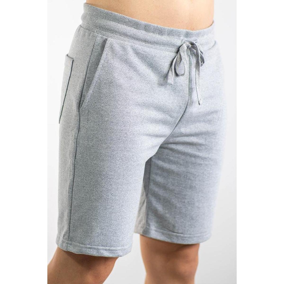 Bermuda Masculina Moletom Básica Mescla Cinza Menor preço em Bermuda Masculina Moletom Básica Mescla Cinza