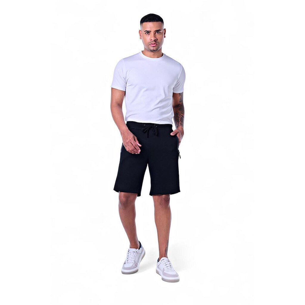 Bermuda Masculina Moletom Com Bolso Zíper Frontal