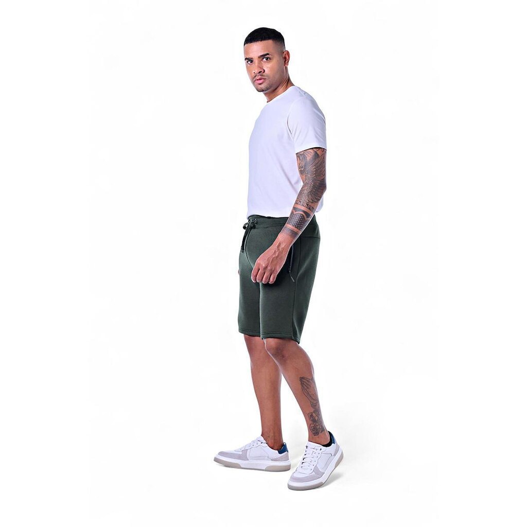 Bermuda Masculina Moletom Com Bolso Zíper Frontal