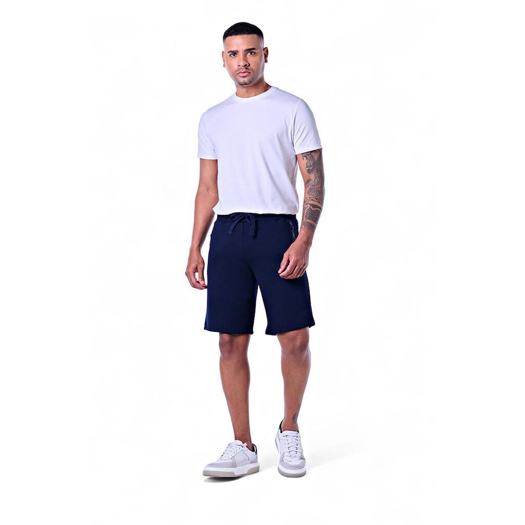 Bermuda Masculina Moletom Com Bolso Zíper Frontal