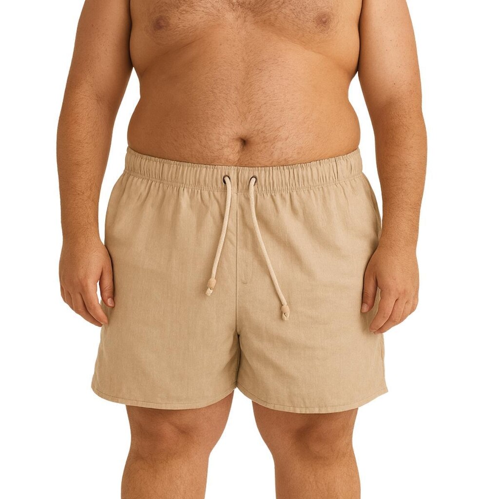 Bermuda Masculina Plus Size Casual em Linho Leve com Bolsos e Ajuste Confortável