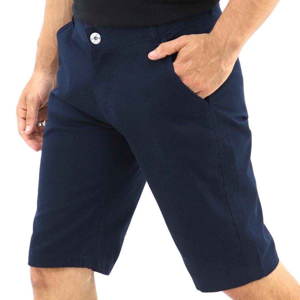 Bermuda Masculina Sarja Brim Lisa Color Bolso Esporte Fino Casual - Azul é ruim? Bermuda Masculina Sarja Brim Lisa Color Bolso Esporte Fino Casual - Azul é boa?