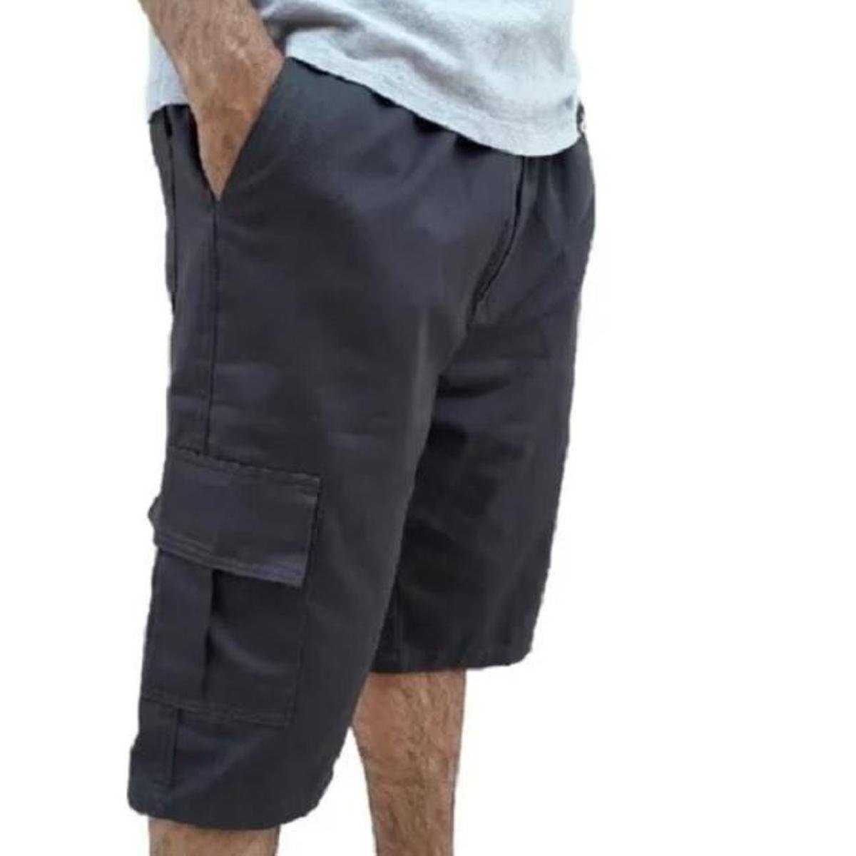 Bermuda Masculina Sarja Hering - Cinza Menor preço em Bermuda Masculina Sarja Hering - Cinza