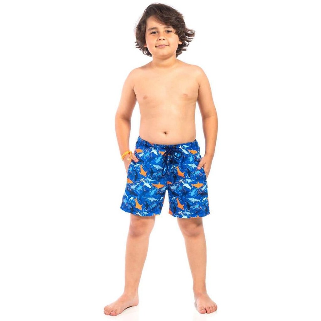 Bermuda Microfibra Infantil Menino Proteção UV 50+ Tubarão Tam 6 a 10 - Tubekids