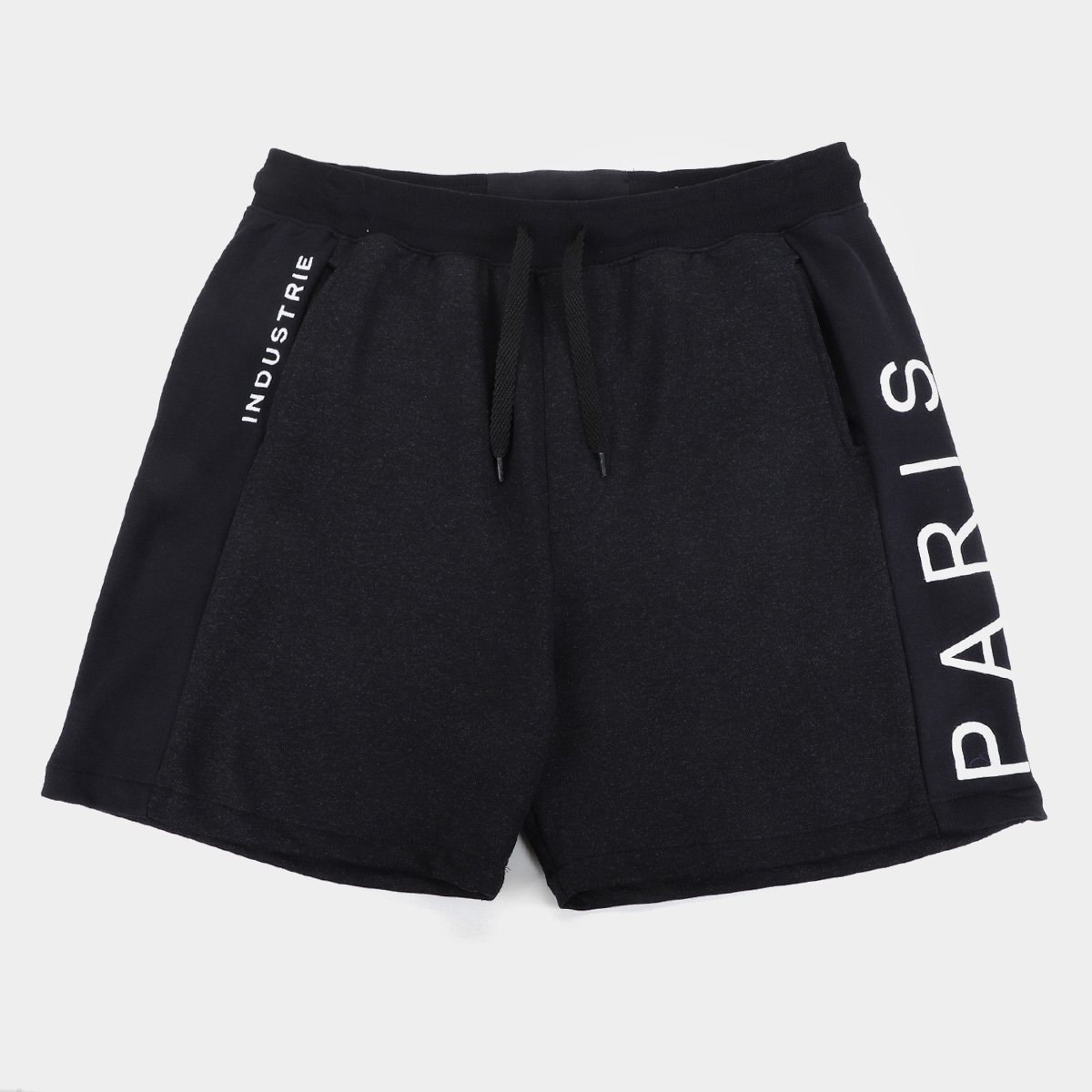 Bermuda Moletinho Industrie Plus Size Paris Masculina - Preto Menor preço em Bermuda Moletinho Industrie Plus Size Paris Masculina - Preto