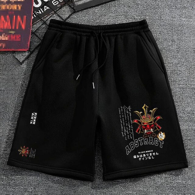Bermuda Moletinho Masculina Abstract Street Japan Mask Style