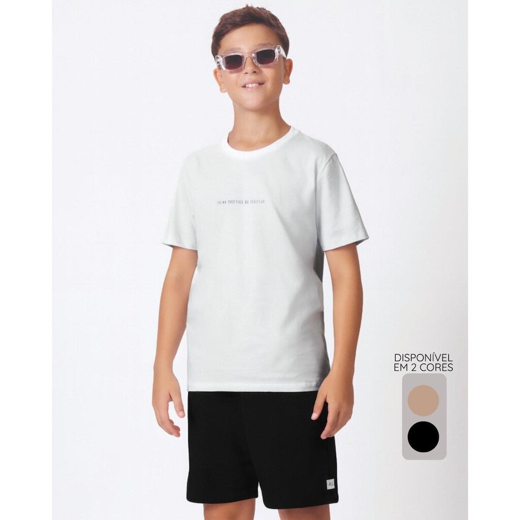 Bermuda moletinho verão básica confortável fresquinha - Caqui e Preto - Masculino 12 a 18 anos