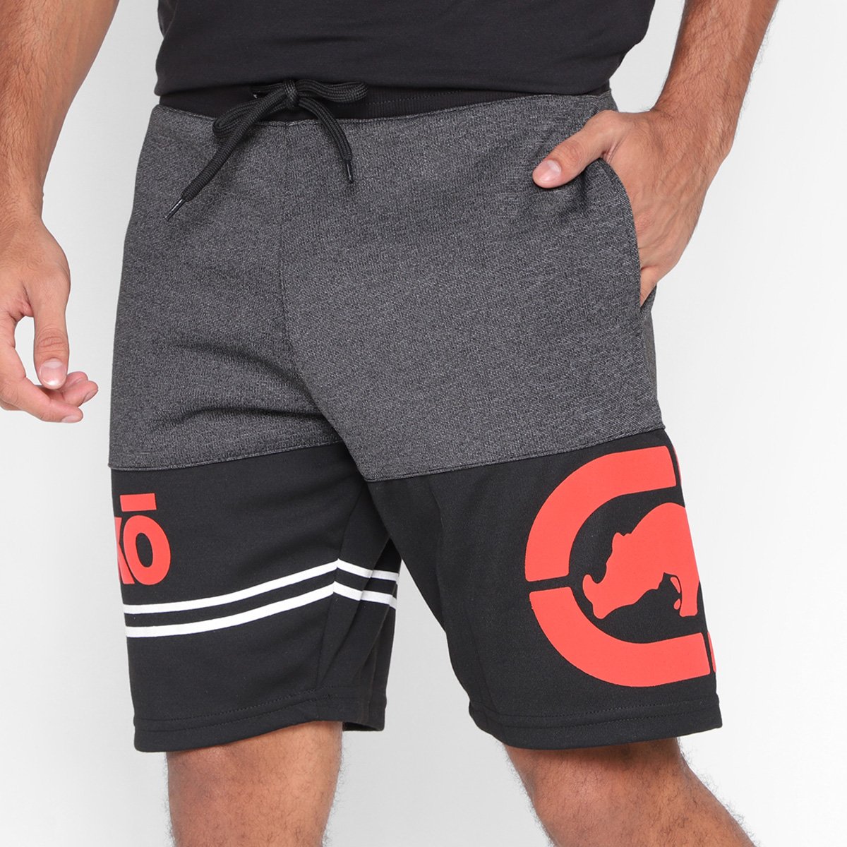 Bermuda Moletom Ecko Masculina - Preto Menor preço em Bermuda Moletom Ecko Masculina - Preto