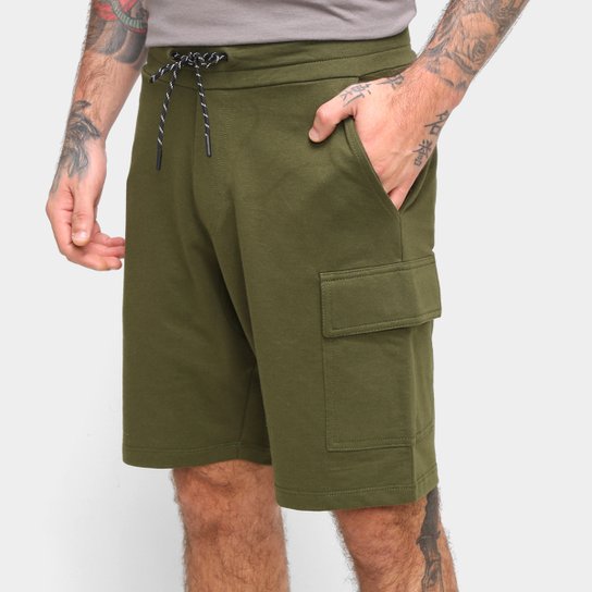 Bermuda Moletom Ellus Lisa Masculina - Verde Militar