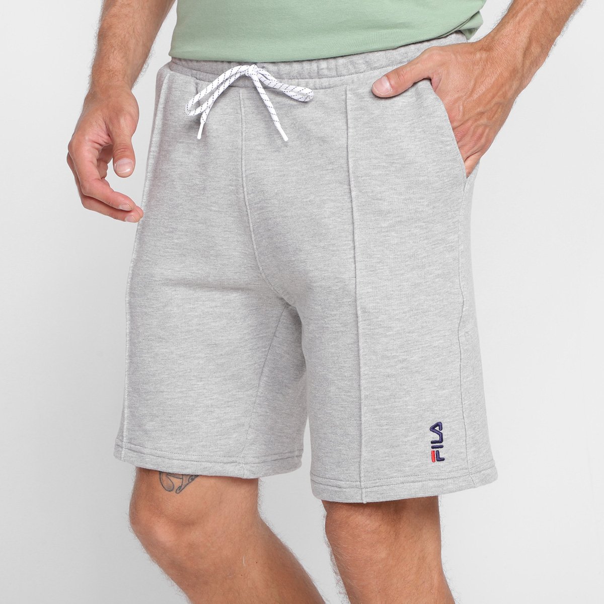 Bermuda Moletom Fila Sport 8.5 Masculina - Cinza Menor preço em Bermuda Moletom Fila Sport 8.5 Masculina - Cinza