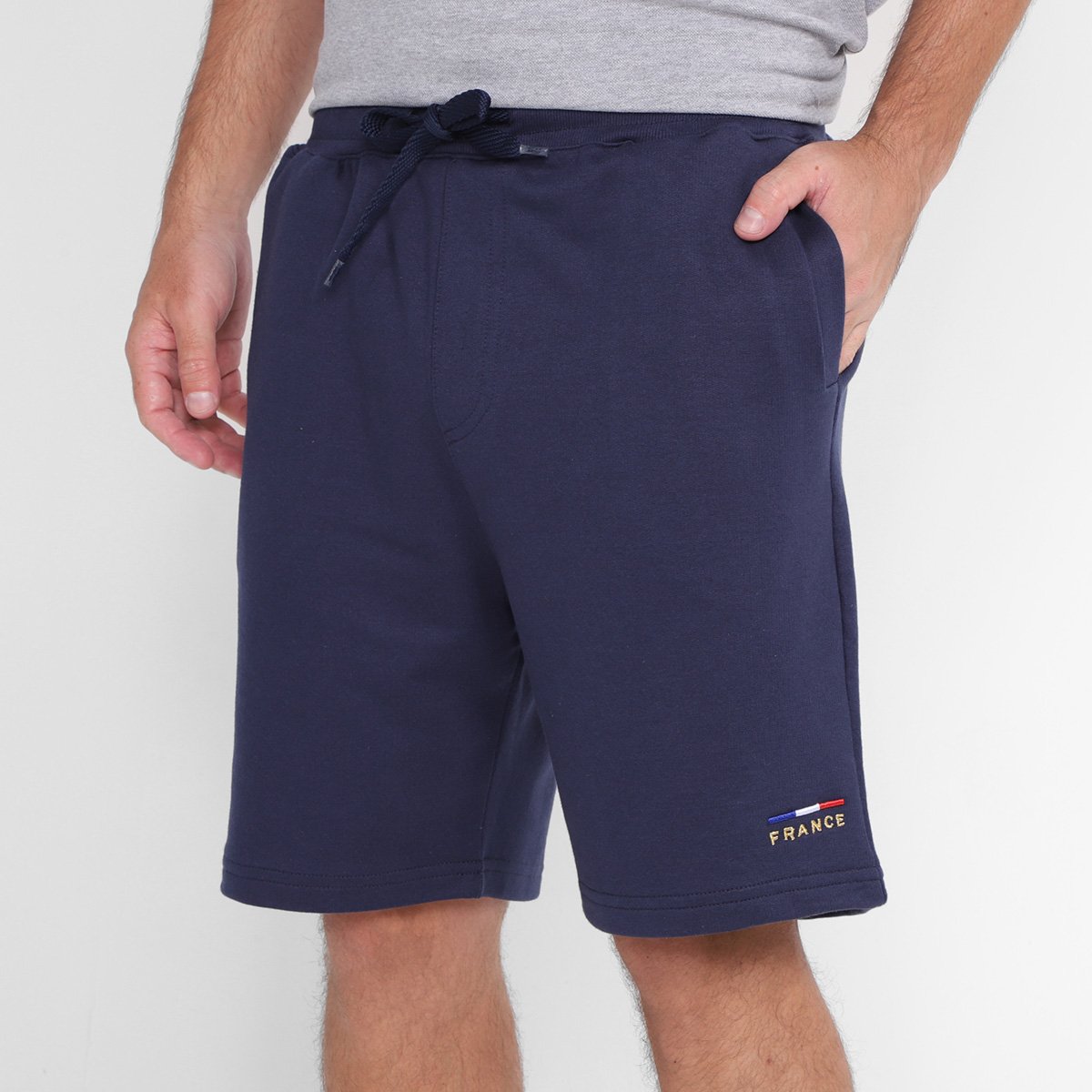 Bermuda Moletom Industrie France Masculina - Marinho Menor preço em Bermuda Moletom Industrie France Masculina - Marinho