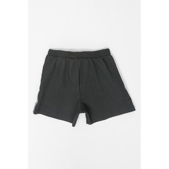 Bermuda Moletom Juvenil Preta - Preto