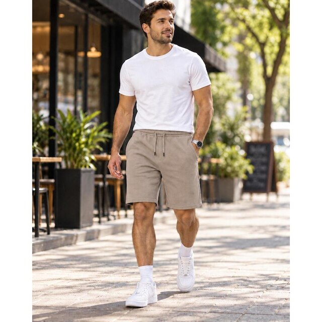Bermuda Moletom Masculina Slim Fitness Bolsos