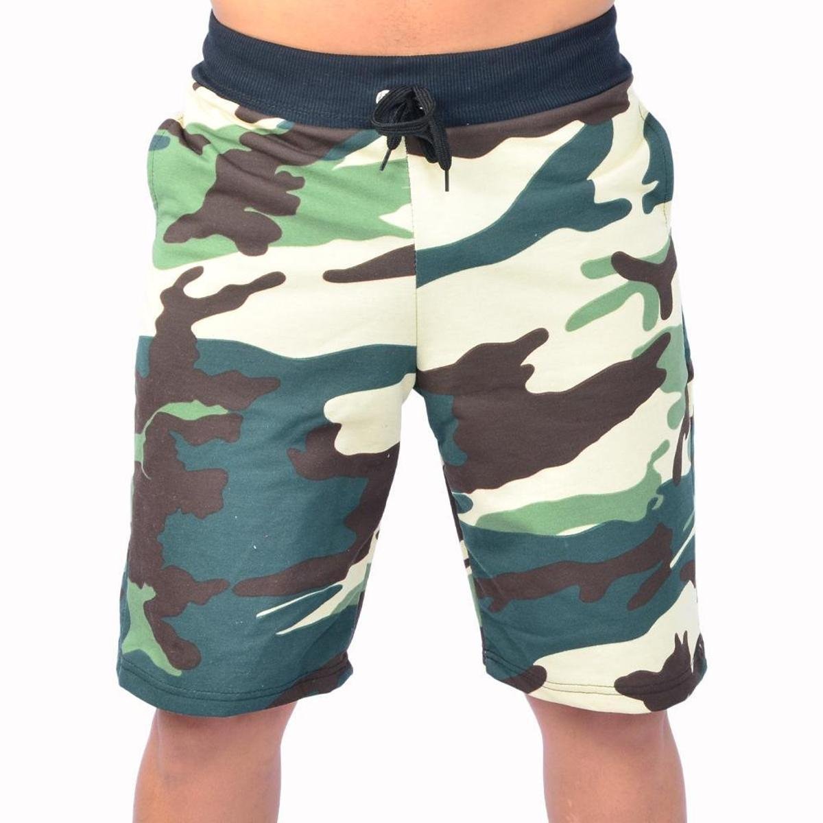 Bermuda Moletom Masculino Camuflado Bolsos Casual Conforto - Verde Menor preço em Bermuda Moletom Masculino Camuflado Bolsos Casual Conforto - Verde