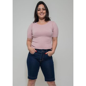 Bermuda Pau a Pique Básica Jeans Escuro JEANS ESCURO - 48