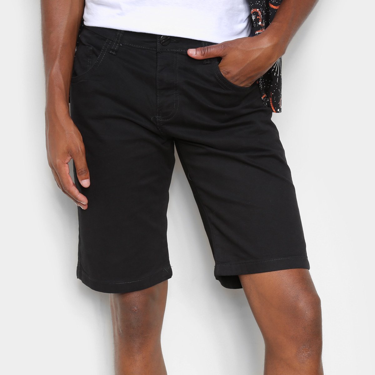 Menor preço em Bermuda Sarja Ecxo Básica Masculina - Preto