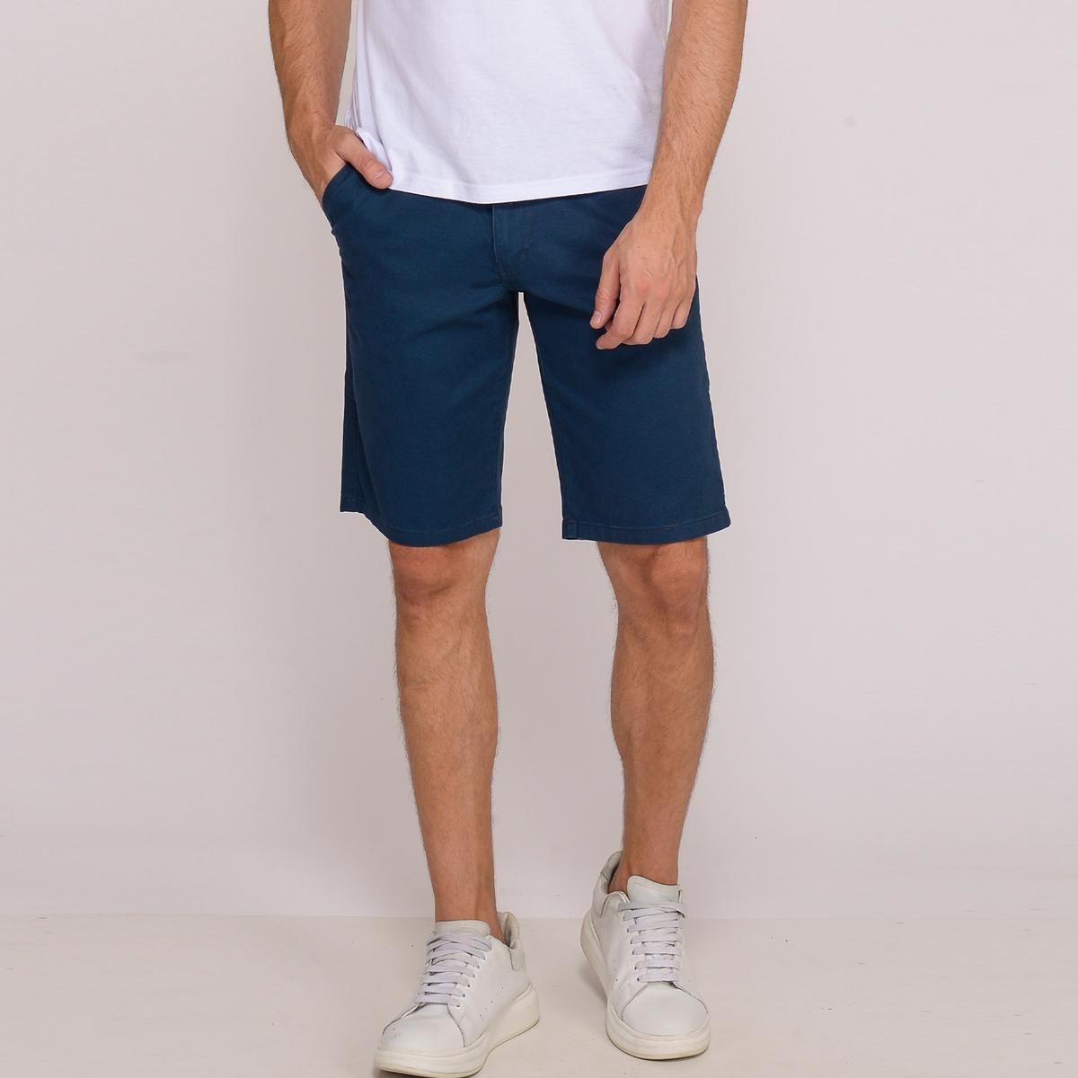 Bermuda Sarja Elastano Masculina Casual 7929 Menor preço em Bermuda Sarja Elastano Masculina Casual 7929