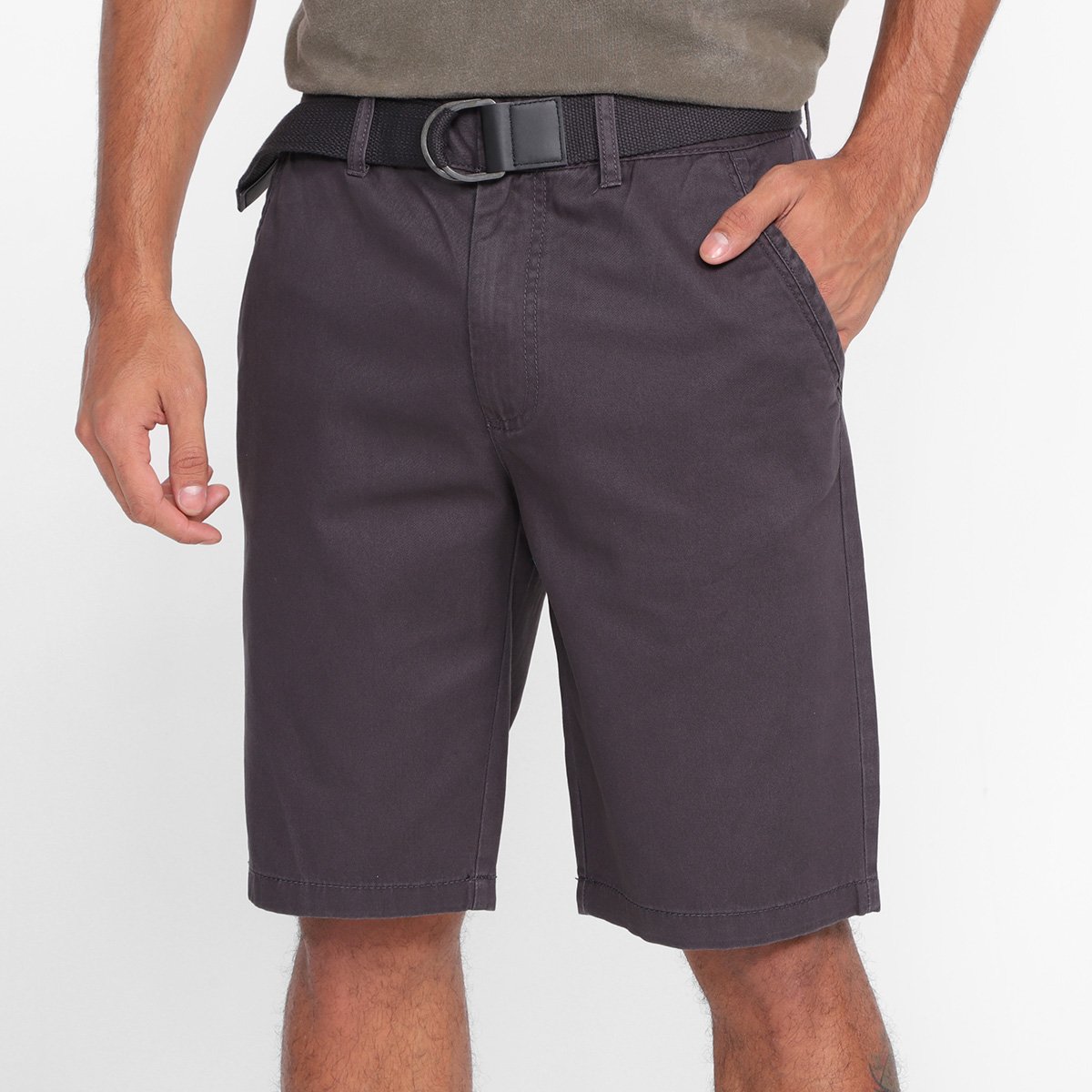 Bermuda Sarja Hering C/ Cinto Masculina - Marrom Menor preço em Bermuda Sarja Hering C/ Cinto Masculina - Marrom