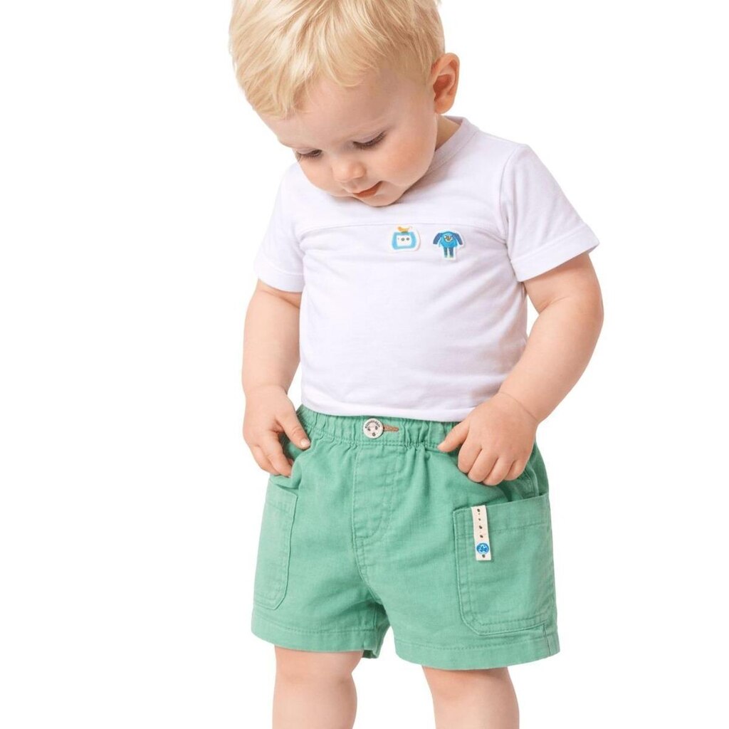 Bermuda Sarja Infantil Menino Robóticos Alphabeto Menta