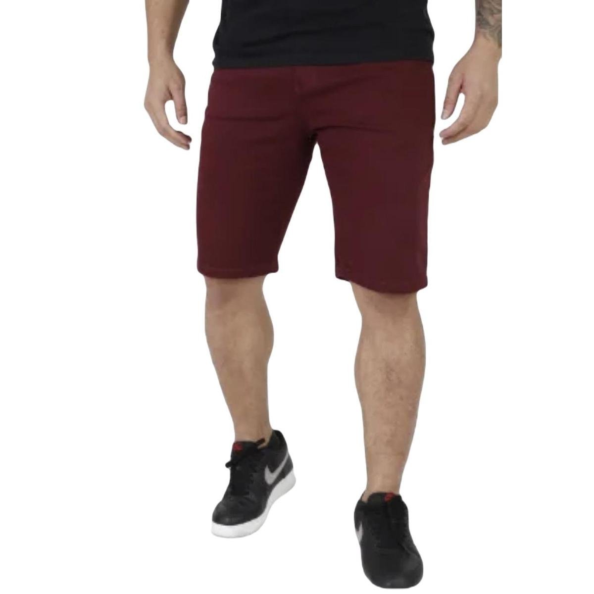 Bermuda Sarja Masculina Tradicional Versatti Piemonte - Vinho Menor preço em Bermuda Sarja Masculina Tradicional Versatti Piemonte - Vinho