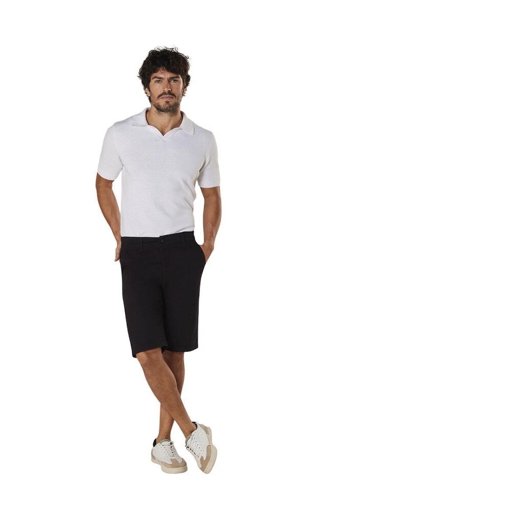 Bermuda Sarja Pedal Casual Reta Masculina Max Denim 11524 Preta
