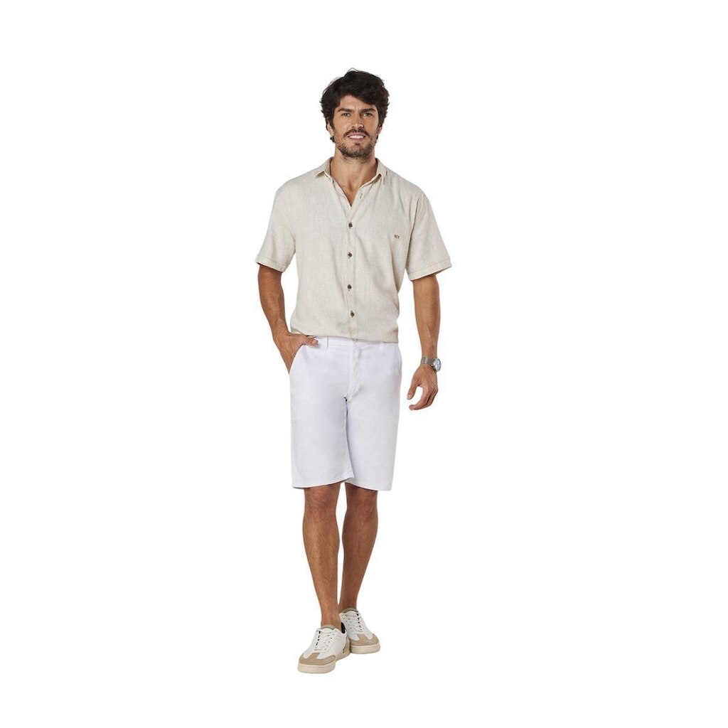 Bermuda Sarja Pedal Casual Reta Masculina Max Denim 11525 Branco