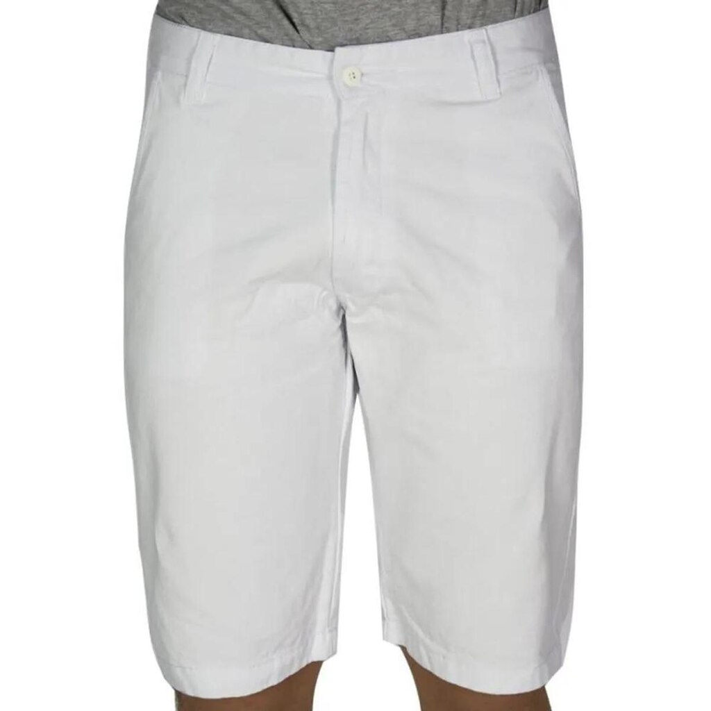 Bermuda Sarja R7Jeans Masculina Modelo Sport Fino com Elastano Branco