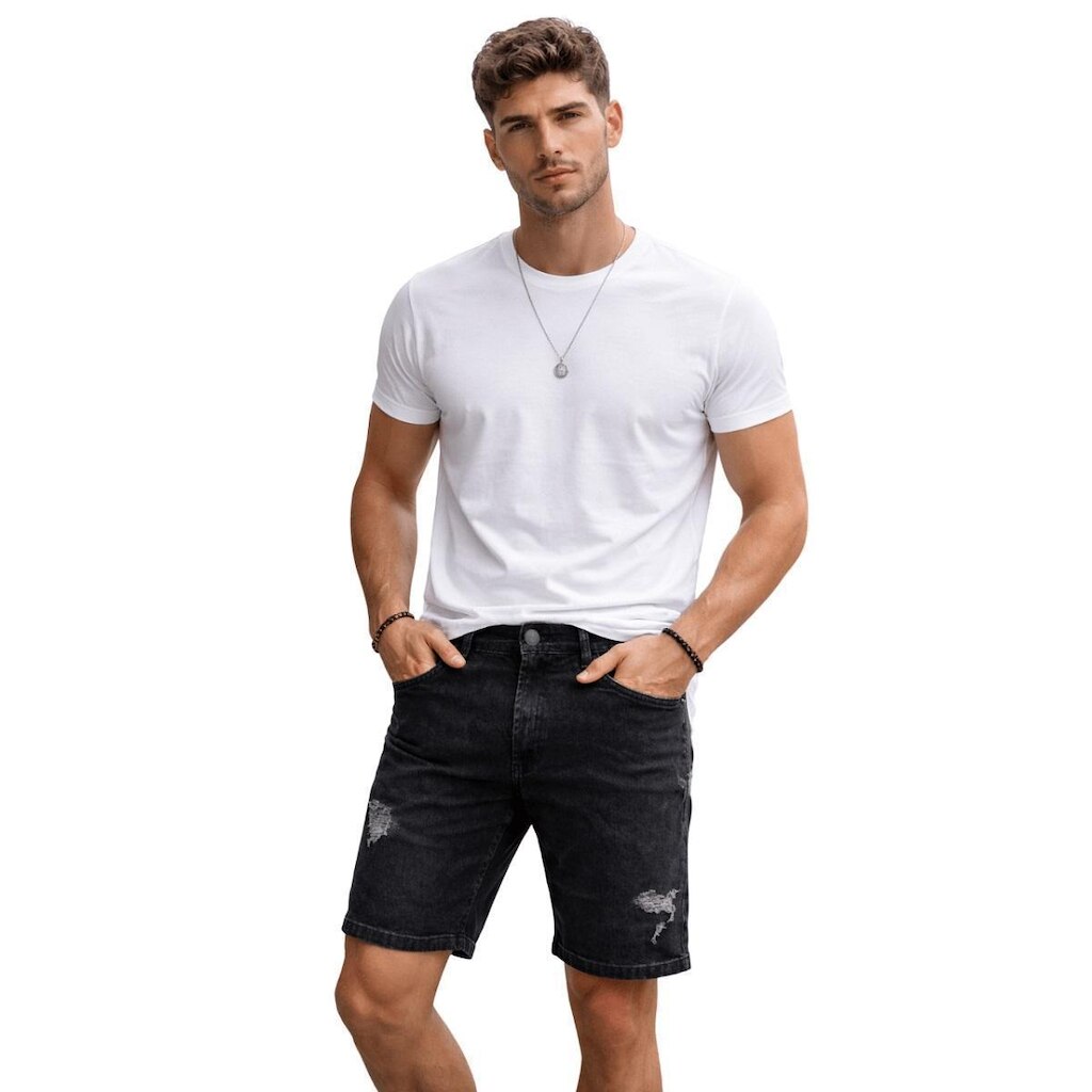 Bermuda Sarja Reta Pedal Casual Masculina Max Denim 12103 Preto