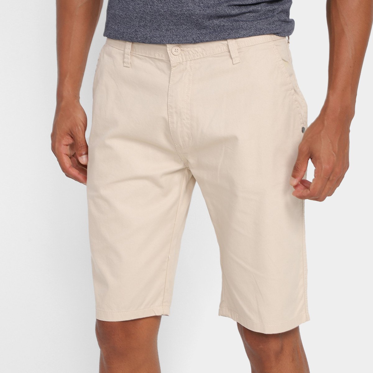 Bermuda Sarja Taco Chino Masculina - Bege Menor preço em Bermuda Sarja Taco Chino Masculina - Bege