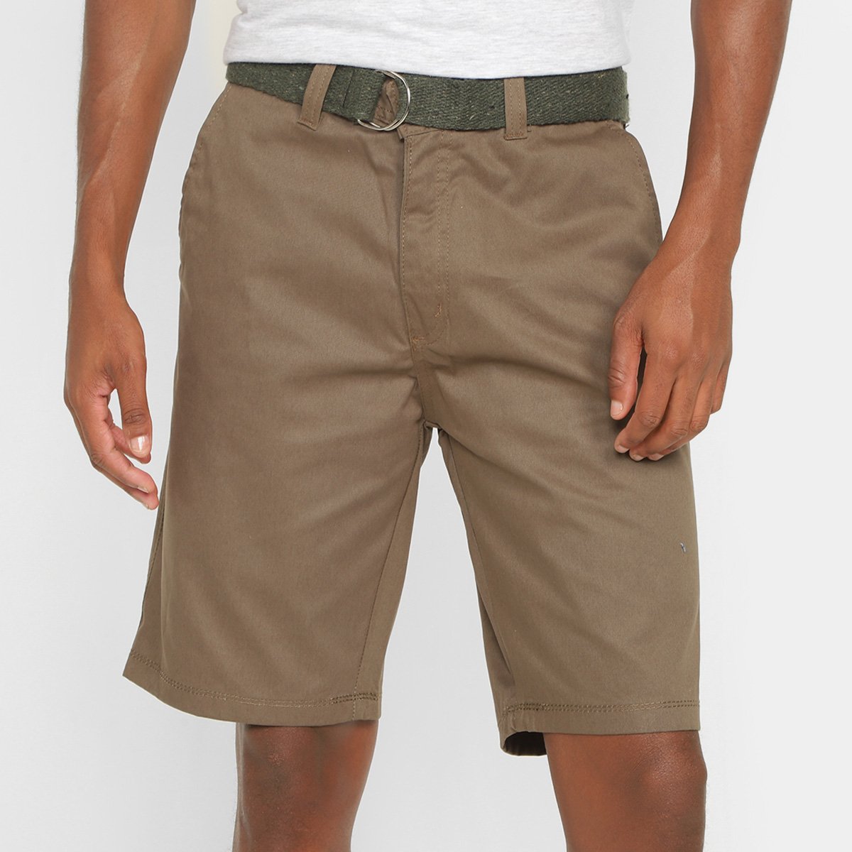 Bermuda Sarja Terminal Alfaiataria Com Cinto Masculina - Verde escuro Menor preço em Bermuda Sarja Terminal Alfaiataria Com Cinto Masculina - Verde escuro