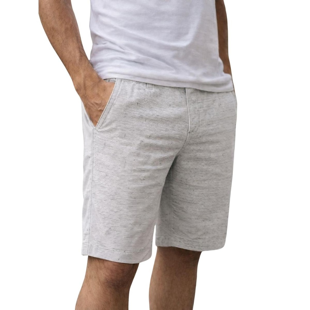 Bermuda Sarja Tradicional Masculina Listrada Com Bolsos
