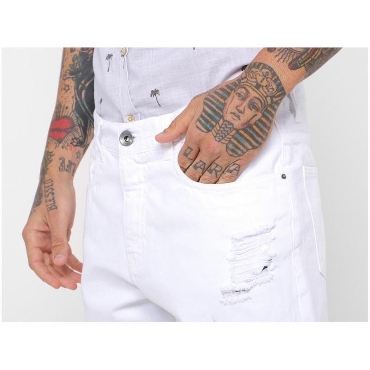 Bermuda Sarja Vista Puídos 5 Bolsos - Branco é ruim? Bermuda Sarja Vista Puídos 5 Bolsos - Branco é boa?
