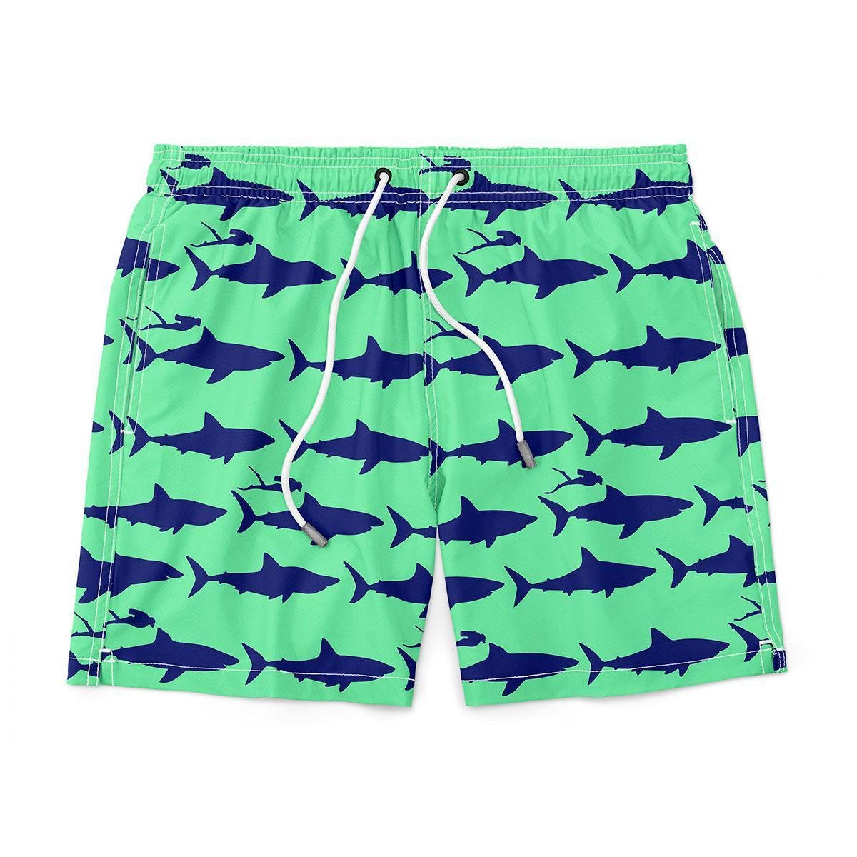 Menor preço em BERMUDA SHORT PRAIA VERDE TUBARÃO MASCULINO MASCULINO FERNANDO CO INFANTIL AO PLUS SIZE - Verde Limão+Verde Água