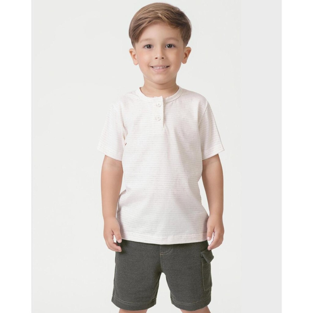 Bermuda Sumatra com pesponto e bolso verão casual moderna confortável - OffWhite - Menino 1 a 4 anos
