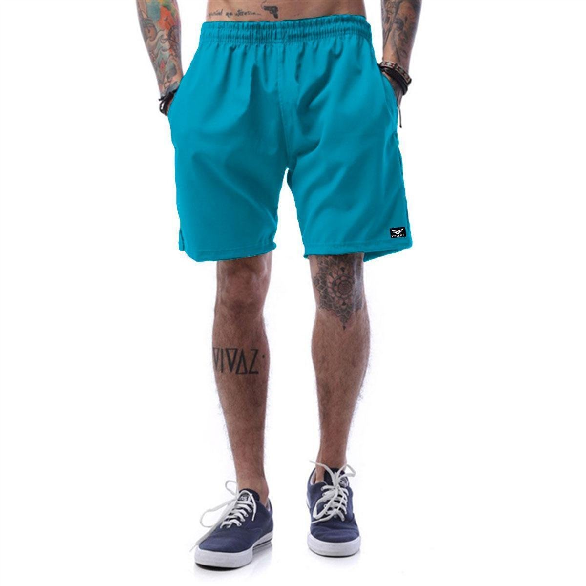 Bermuda Tactel Cellos Basic - Azul Turquesa Menor preço em Bermuda Tactel Cellos Basic - Azul Turquesa