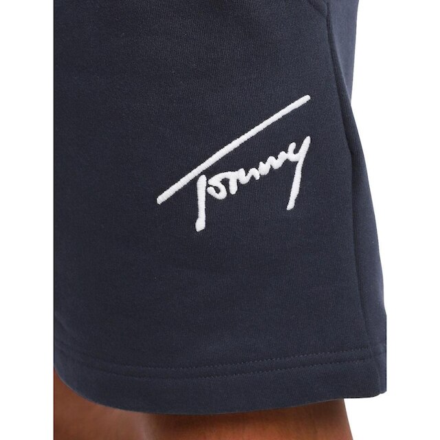 Bermuda Tommy Jeans Masculina Moletom Embroidered Signature Azul Marinho