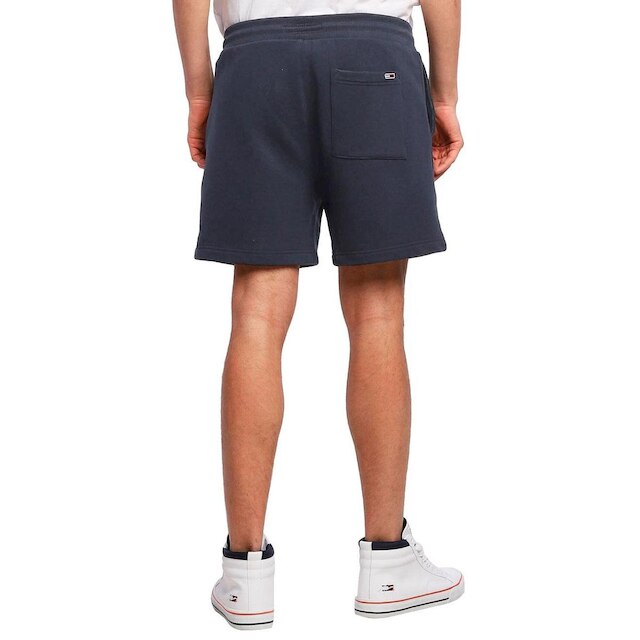 Bermuda Tommy Jeans Masculina Moletom Embroidered Signature Azul Marinho