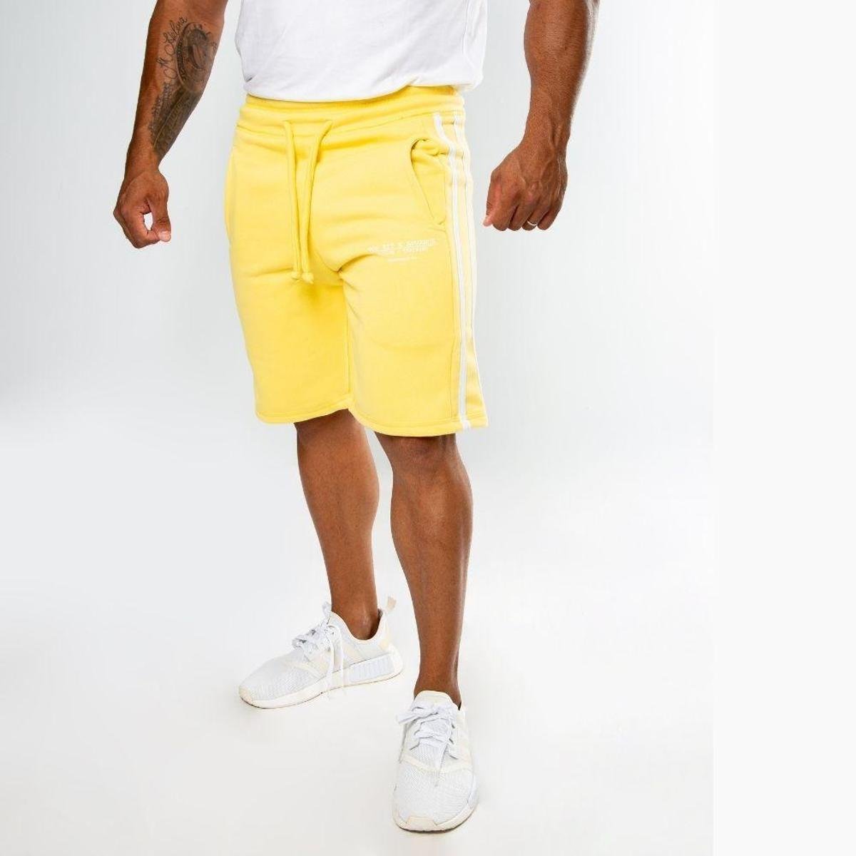 Bermuda Top Fit Moletom Advance Masculina - Amarelo Menor preço em Bermuda Top Fit Moletom Advance Masculina - Amarelo