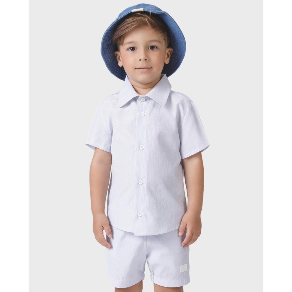 Bermuda tricoline menino verão confortável básica fresquinha - Azul e Verde - Menino 1 a 3 anos