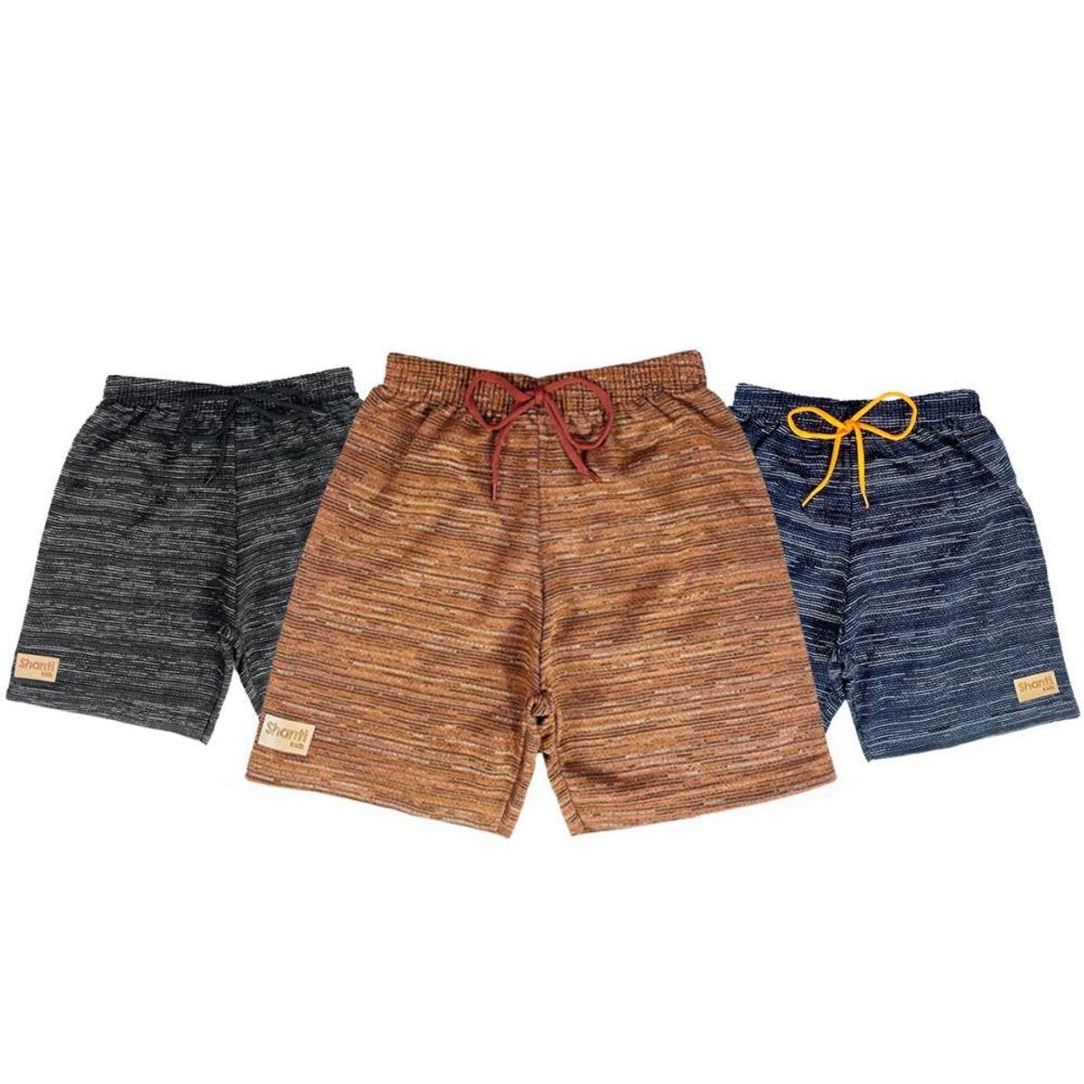 Bermudas de Moletom Masculino Infantil e Juvenil Básica kit 3 Shorts de Menino Menor preço em Bermudas de Moletom Masculino Infantil e Juvenil Básica kit 3 Shorts de Menino