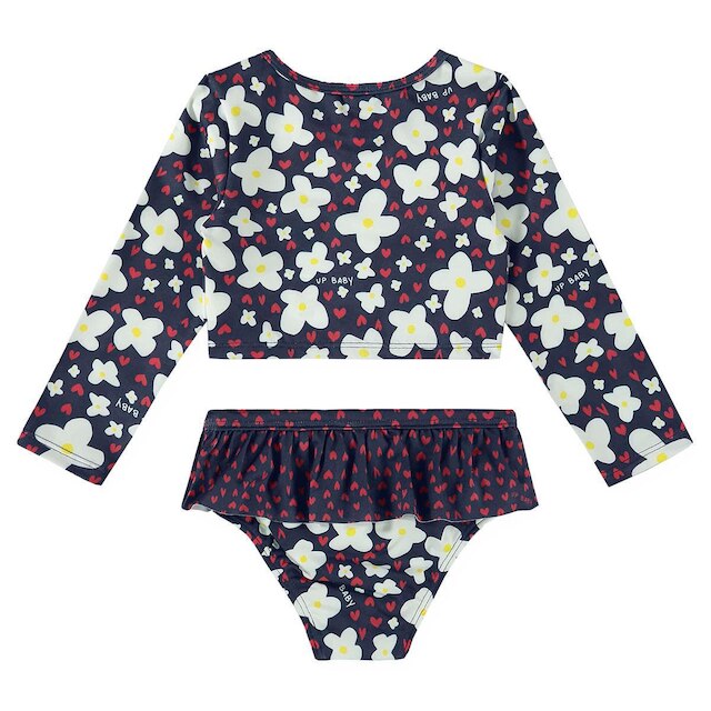 Biquíni Bebê e Infantil Cropped Floral Marinho Up Baby