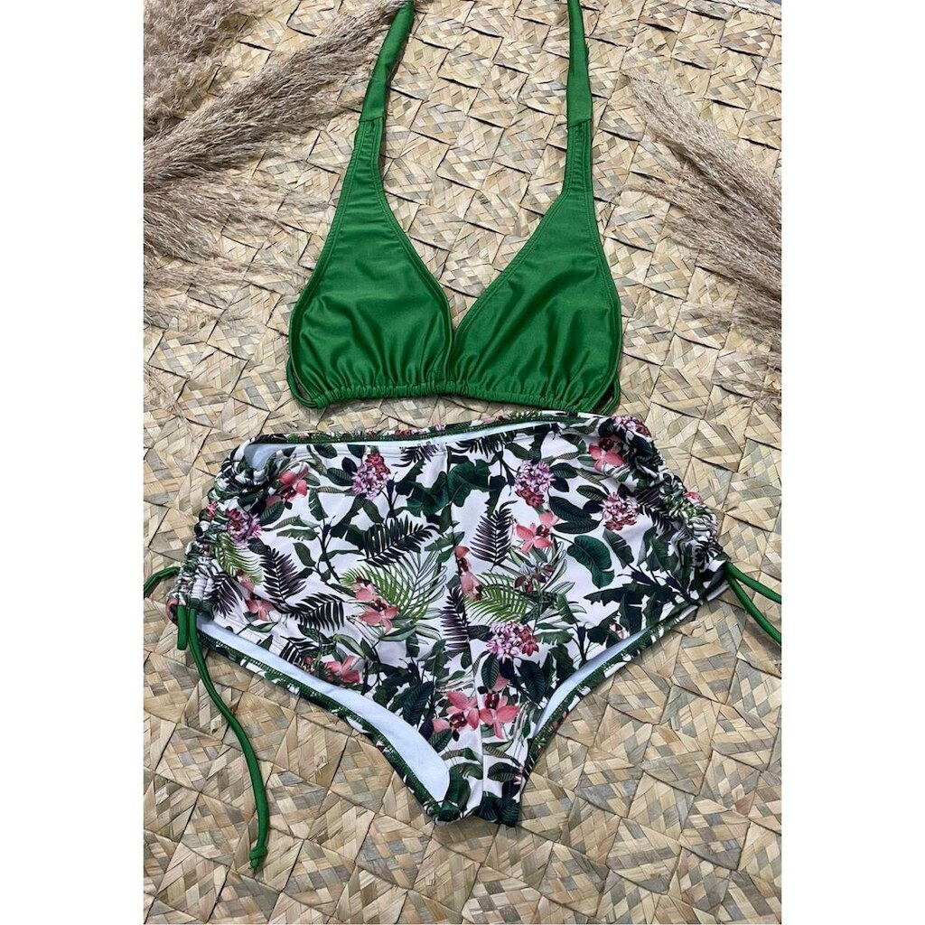 Biquíni Bionda Calsinha Estampado Bella Fiore Roupa Para Saida de Praia Verão Moda Praia