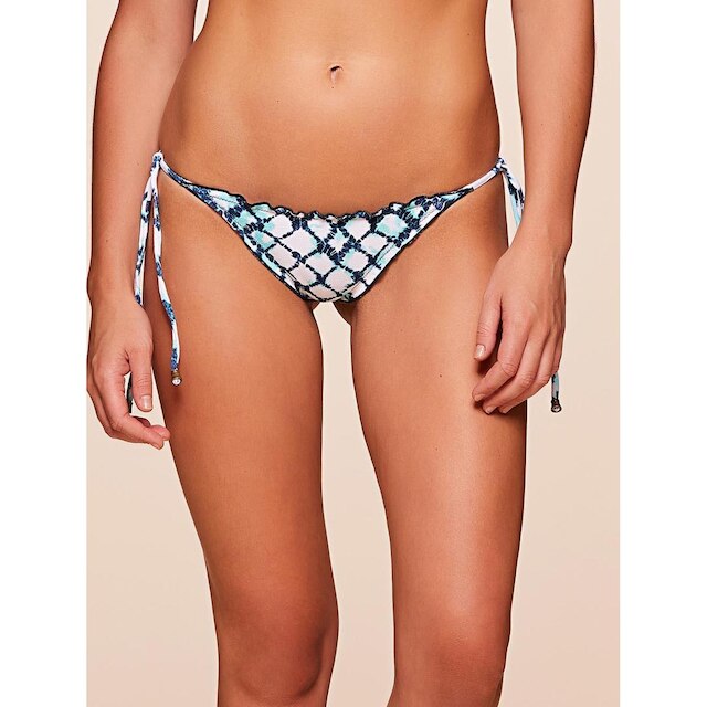 Biquini Calcinha Tanga Água Doce Amarradinha Ruffle Estampada Aquamarine