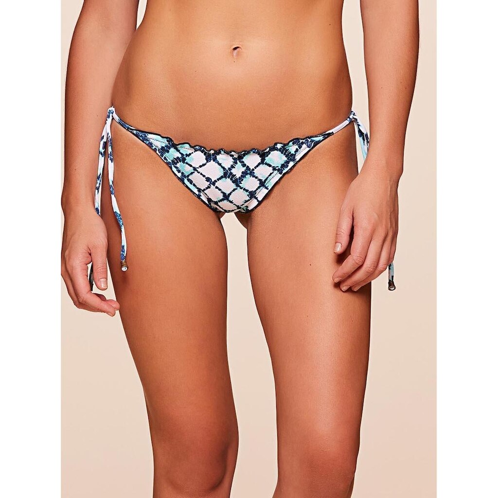 Biquini Calcinha Tanga Água Doce Amarradinha Ruffle Estampada Aquamarine