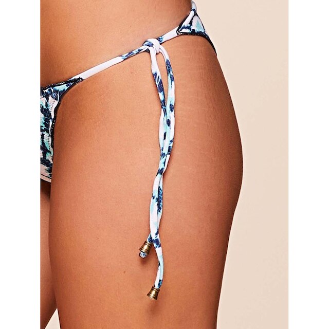 Biquini Calcinha Tanga Água Doce Amarradinha Ruffle Estampada Aquamarine