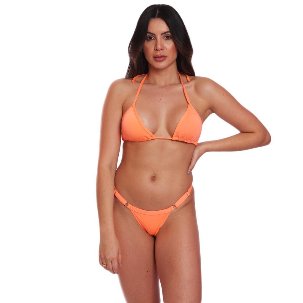 Biquíni Conjunto Regulagem Cortinha Bojo Fio Duplo Vih Triny Laranja