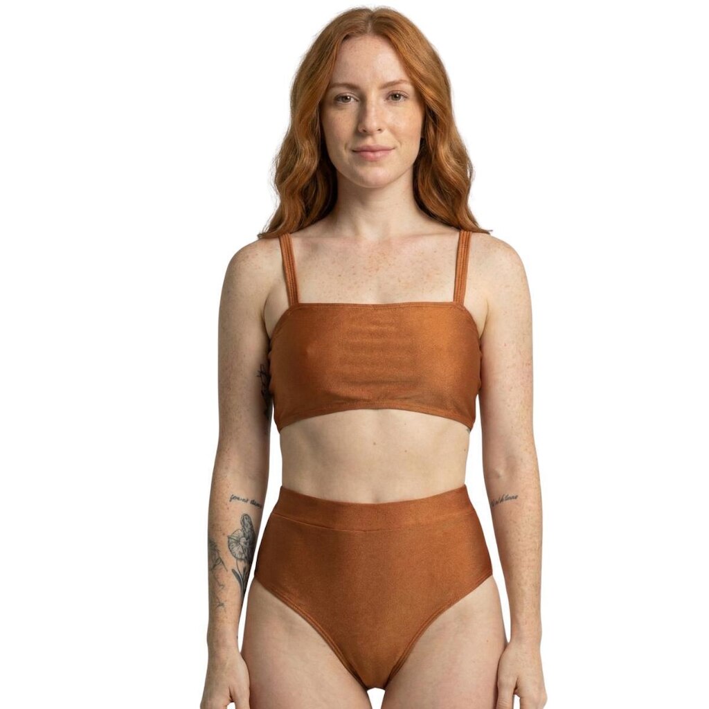 Biquíni Cropped Hot Pants Top Faixa Liso Serra e Mar Cintura Alta Para Verão Moda Praia Confortavel