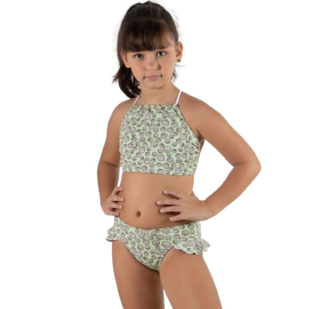 Biquíni Cropped Infantil Estampado Bella Fiore Confortavel Basico Para o Verão Moda Praia Infantil