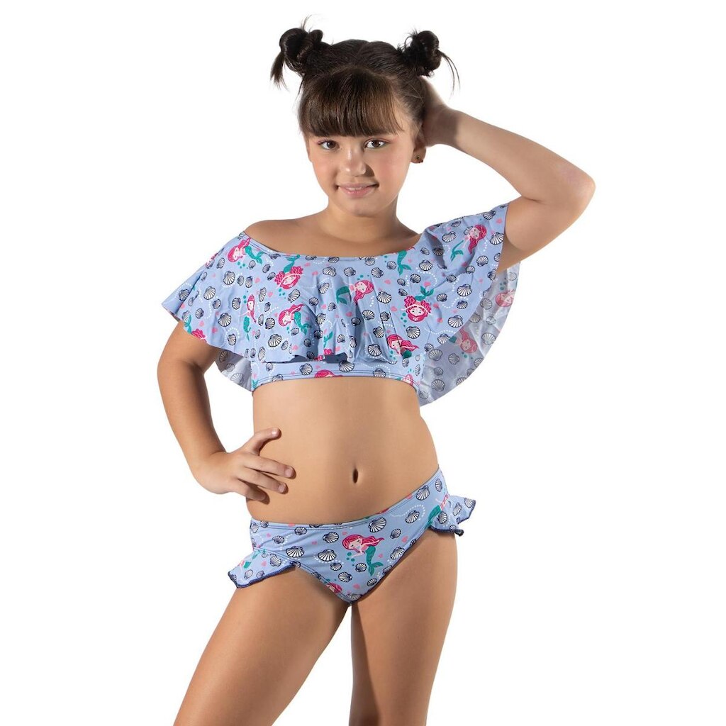 Biquíni Cropped Serra e Mar Modas Ciganinha Infantil Estampado